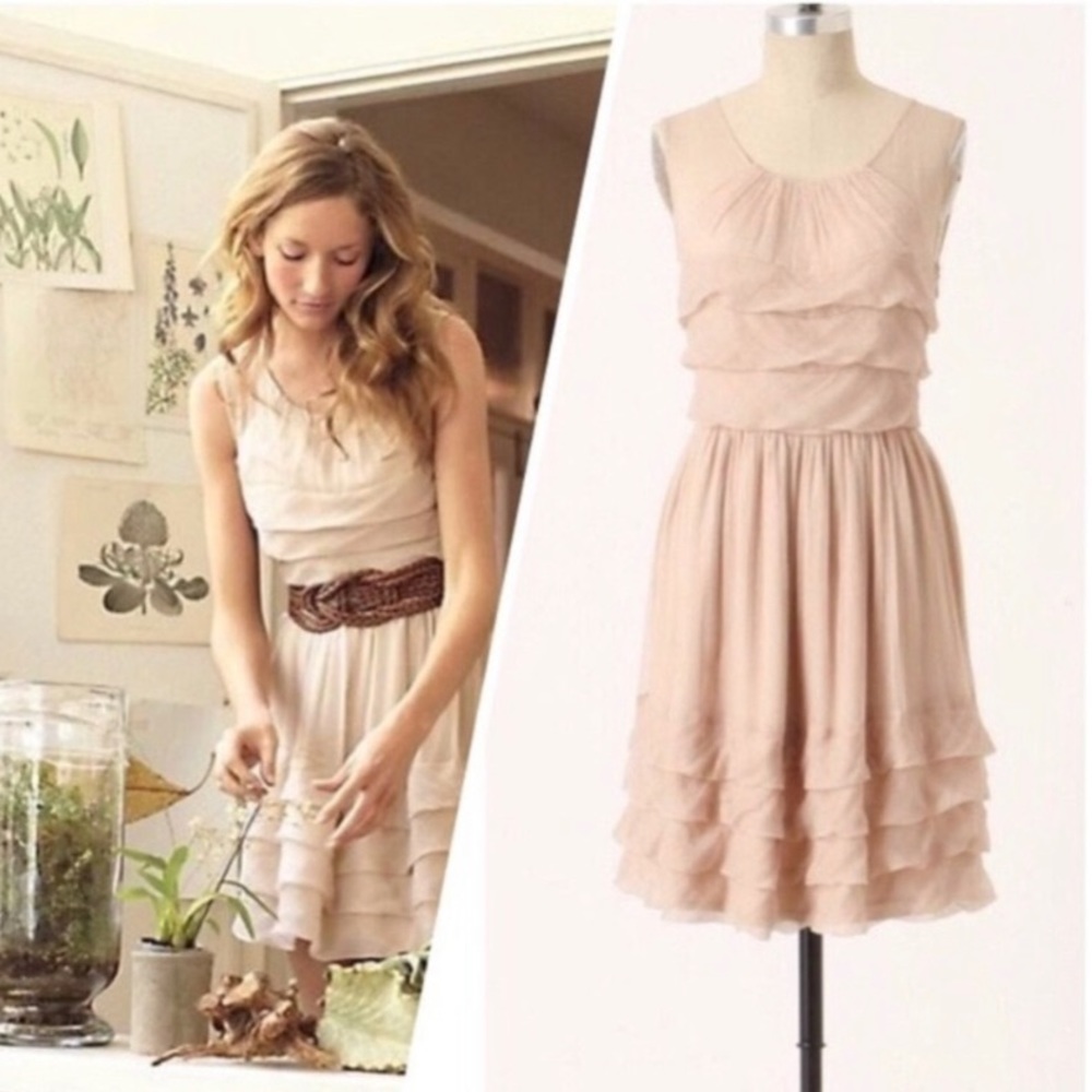 NWT Anthropologie Burlapp Nude Chiffon Dress